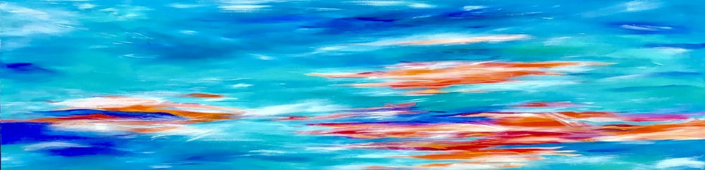 paysage mer bleu océan toile abstraite ciel couché de soleil peinture huile